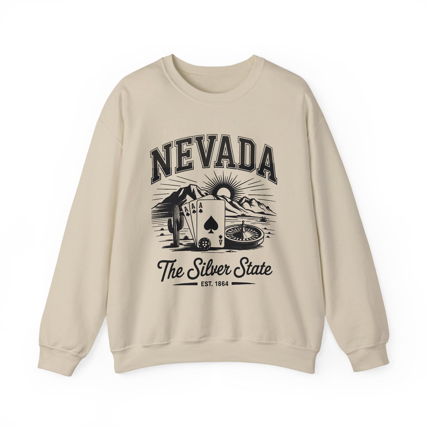 Nevada Graphic Crewneck Sweatshirt, Vintage Style Apparel, Unisex Sweater, Nevada Souvenir, Perfect for Travelers, Gift for Him/Her
