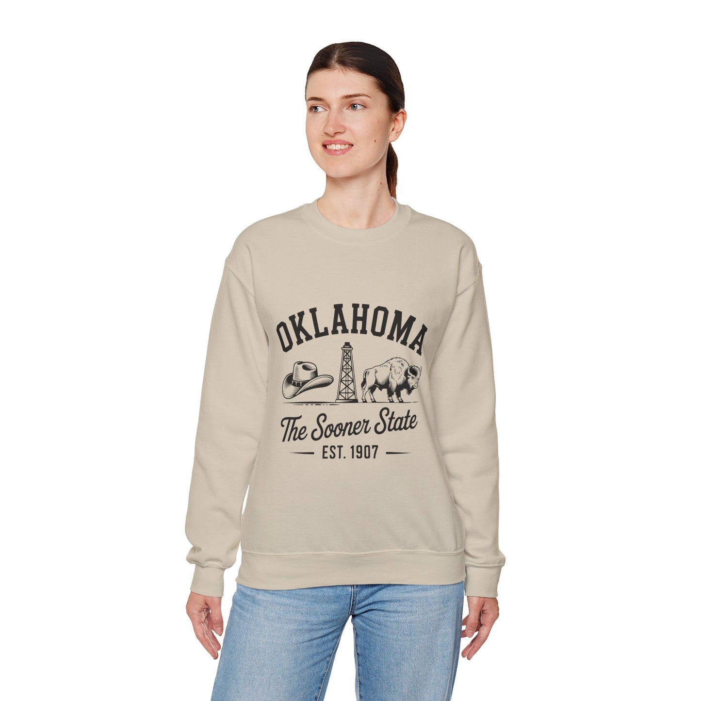 Oklahoma The Sooner State Sweatshirt, Cozy Crewneck for Casual Outfits, College Apparel, Gift for Oklahomans, Perfect for All Seasons