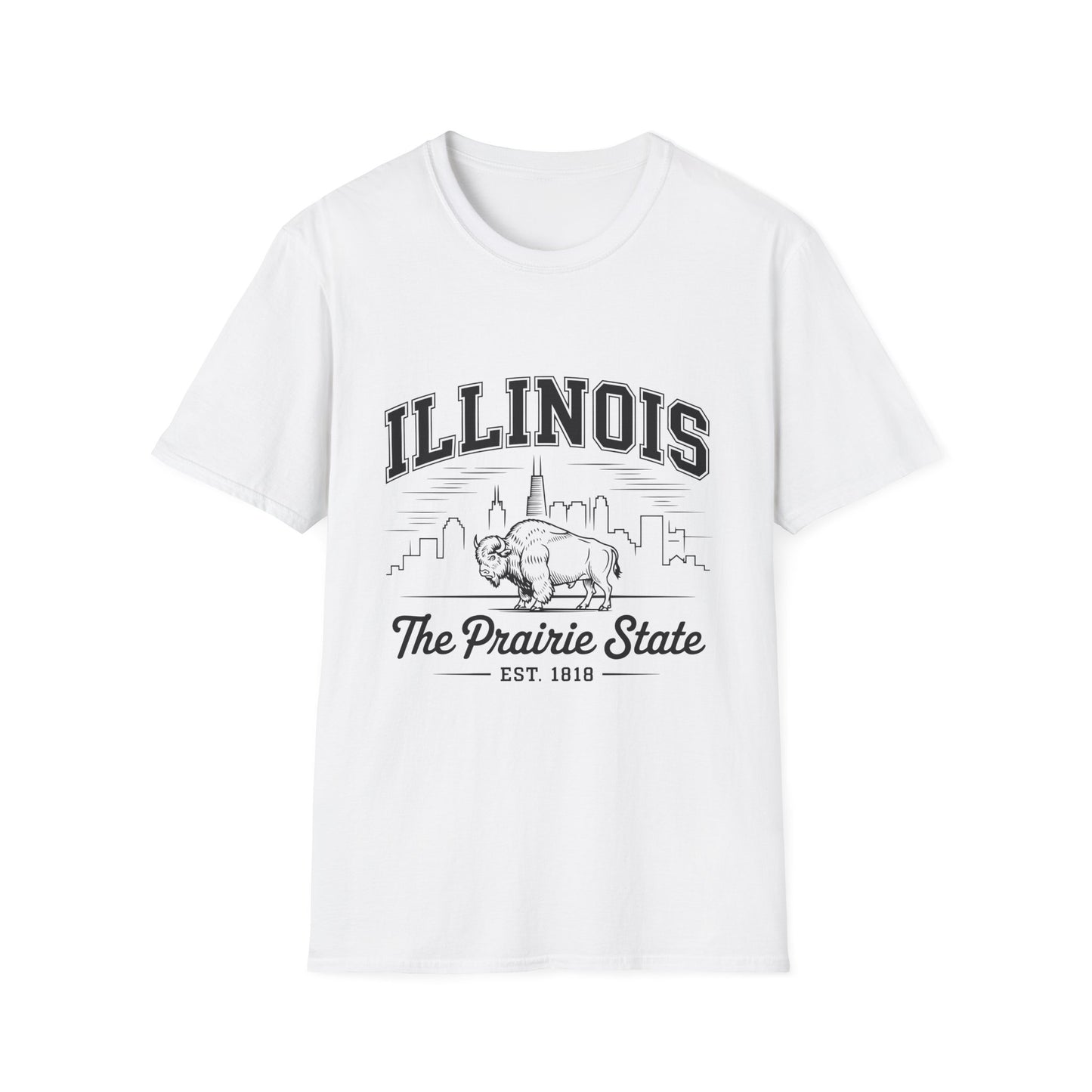 Illinois Prairie State Unisex Softstyle T-Shirt, Casual Tee, Illinois Gift, Home State Pride, Travel Souvenir, Festival Wear