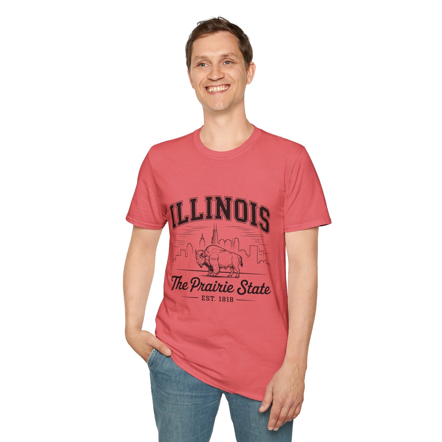Illinois Prairie State Unisex Softstyle T-Shirt, Casual Tee, Illinois Gift, Home State Pride, Travel Souvenir, Festival Wear