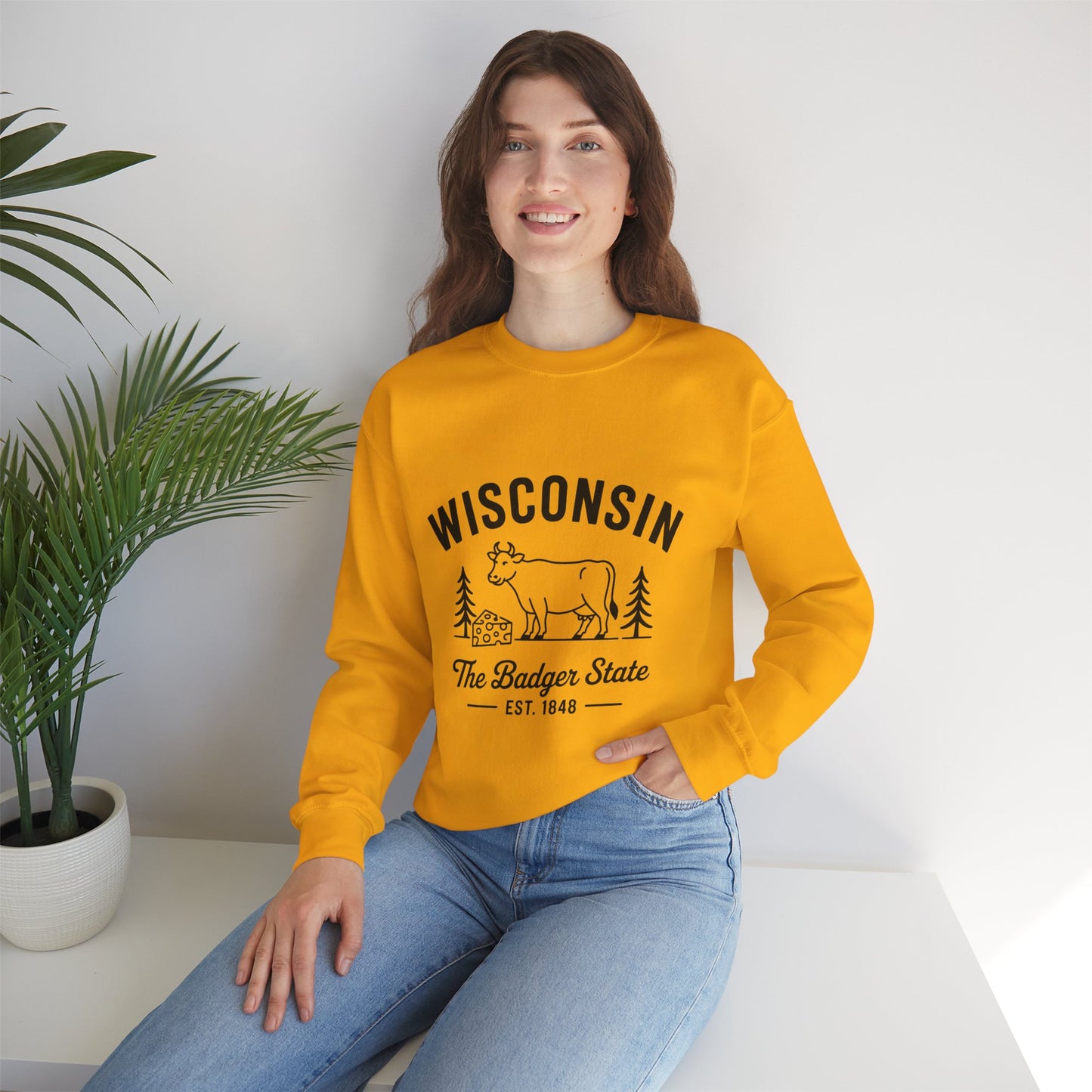 Wisconsin Badger State Sweatshirt, Unisex Crewneck, Cozy Gift for State Pride, Travel Souvenir, Homewear