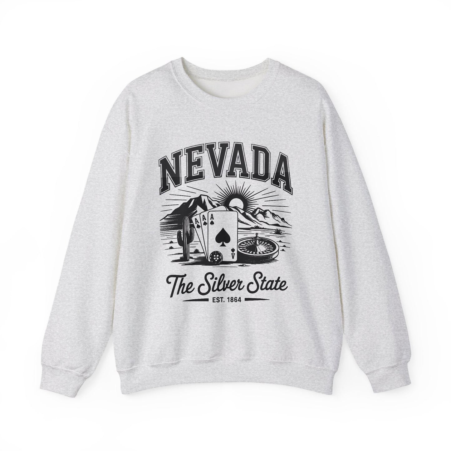 Nevada Graphic Crewneck Sweatshirt, Vintage Style Apparel, Unisex Sweater, Nevada Souvenir, Perfect for Travelers, Gift for Him/Her