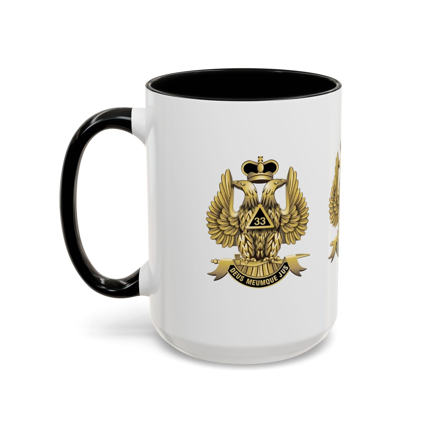 Heraldic Accent Coffee Mug - Custom Drinkware for Collectors, Unique Gift, Military-Inspired Mug, Eagle Emblem, 11oz & 15oz Sizes