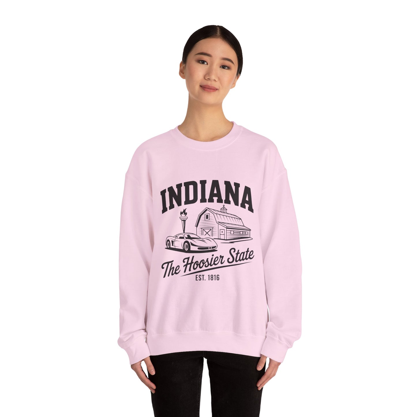 Indiana Unisex Heavy Blend Crewneck Sweatshirt | Cozy State Pride Apparel, Gift for Hoosiers, Casual Wear, Home Comfort