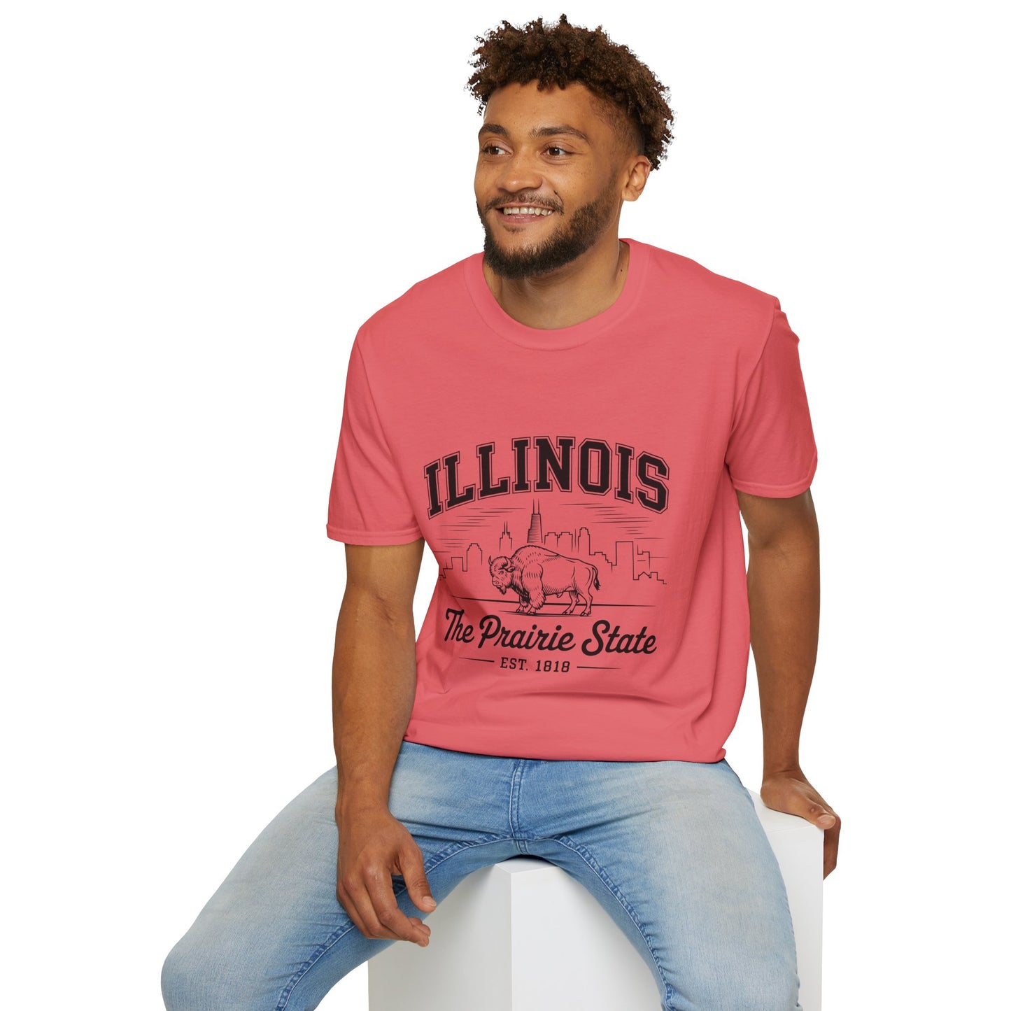 Illinois Prairie State Unisex Softstyle T-Shirt, Casual Tee, Illinois Gift, Home State Pride, Travel Souvenir, Festival Wear