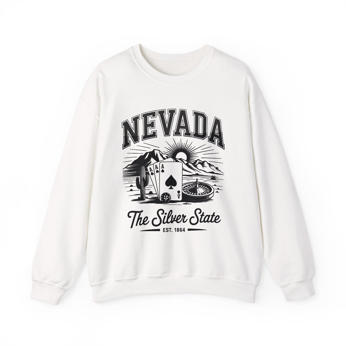 Nevada Graphic Crewneck Sweatshirt, Vintage Style Apparel, Unisex Sweater, Nevada Souvenir, Perfect for Travelers, Gift for Him/Her