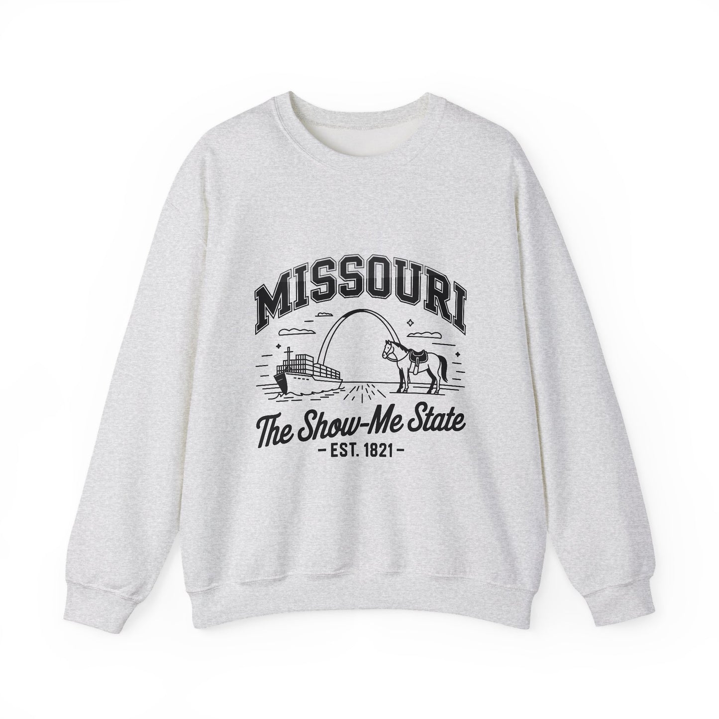 Show-Me State Crewneck Sweatshirt, Cozy Missouri Sweatshirt, Lightweight Unisex Sweater, Perfect for Gifts, Casual Wear, Travel