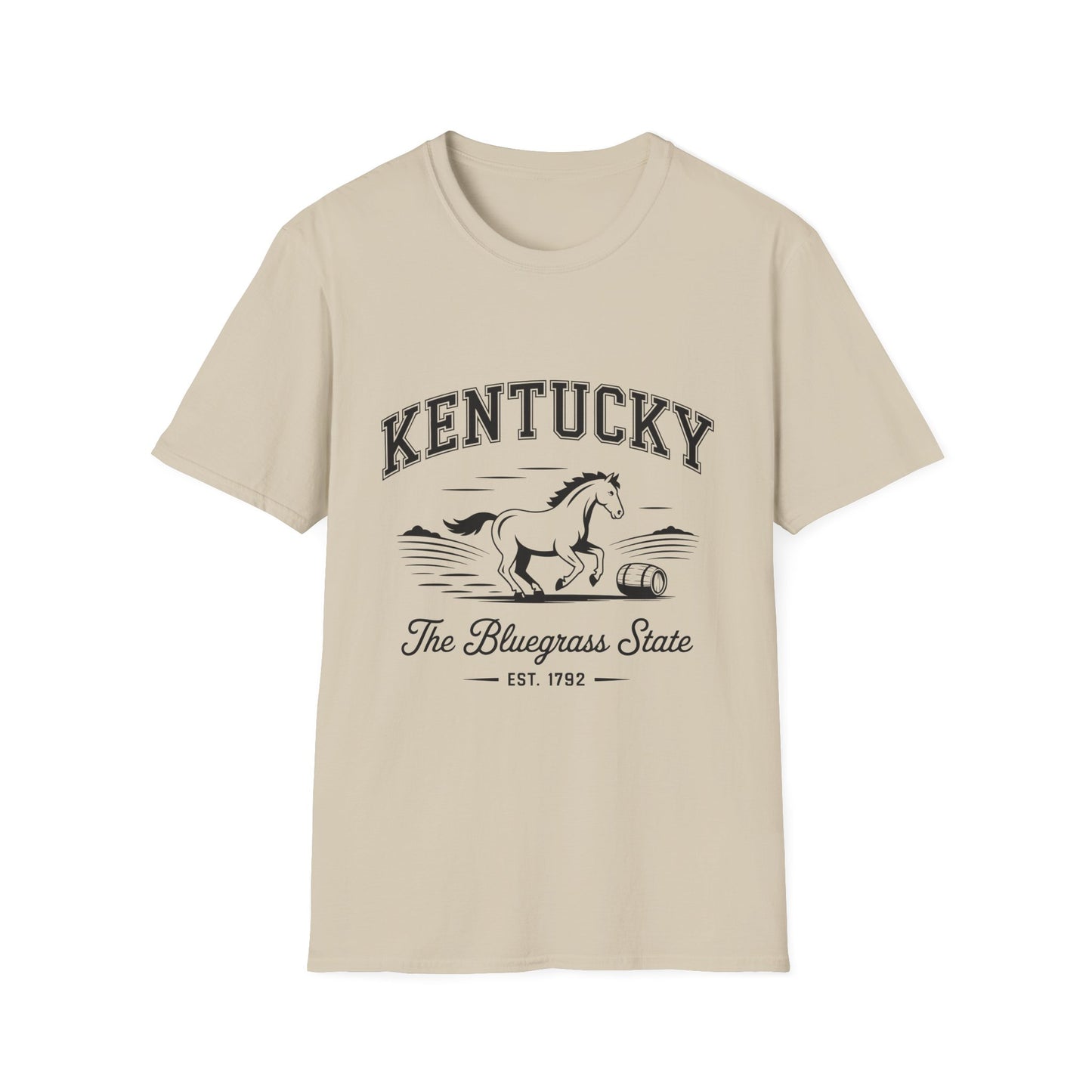 Kentucky Bluegrass State Unisex Softstyle T-Shirt, Casual Tee, Souvenir Apparel, Gift for Travelers, Vintage Graphic Tee