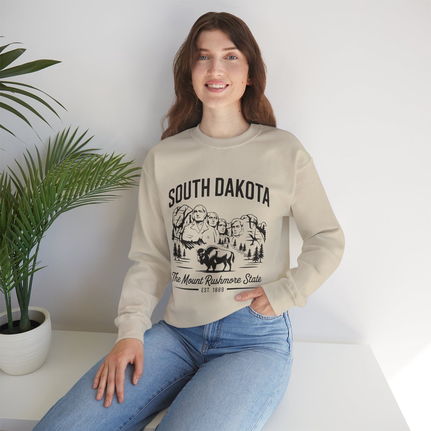 South Dakota Vintage Crewneck Sweatshirt | Mount Rushmore State Apparel, Unisex Pullover, Travel Souvenir, Casual Outfit, Gift for Him/Her