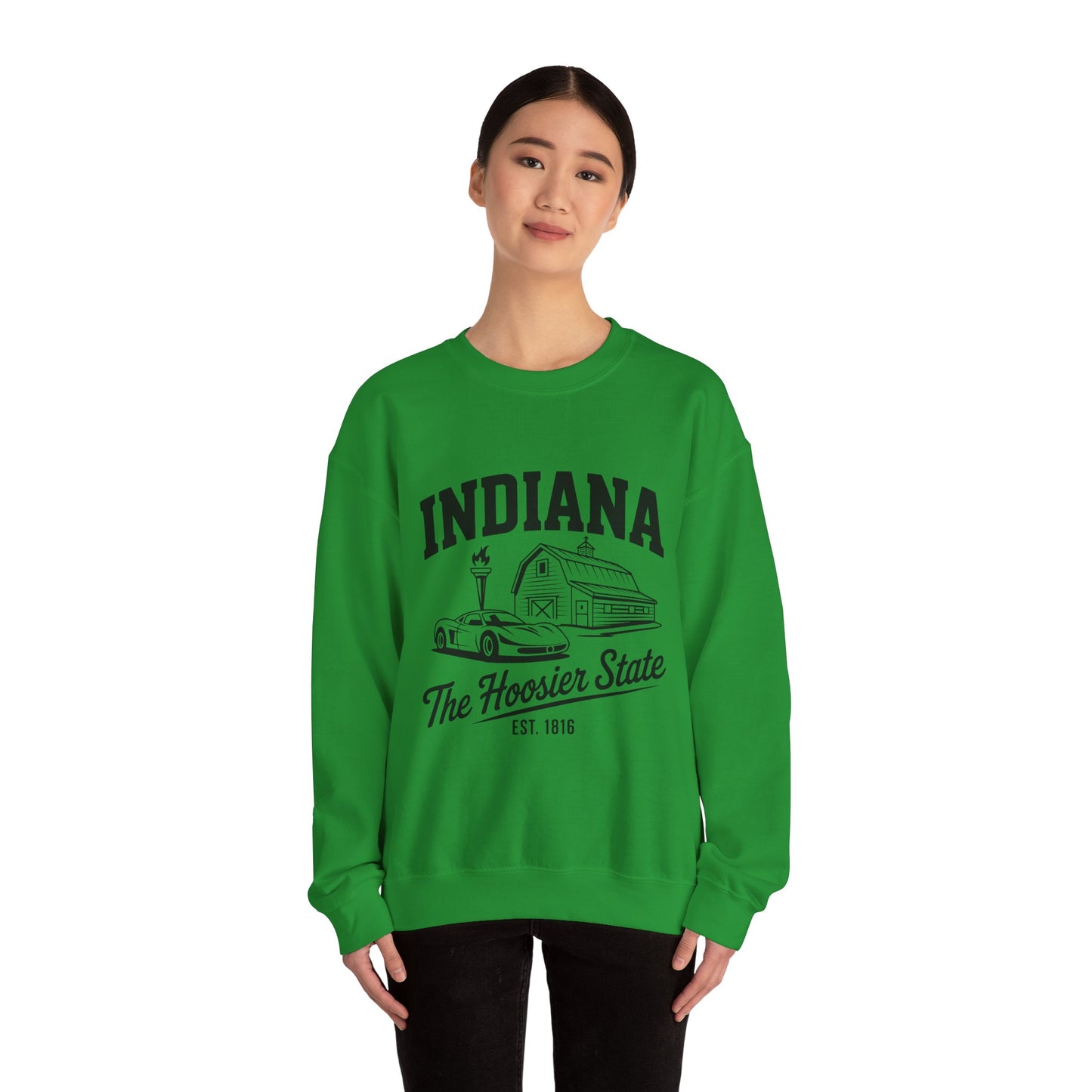 Indiana Unisex Heavy Blend Crewneck Sweatshirt | Cozy State Pride Apparel, Gift for Hoosiers, Casual Wear, Home Comfort