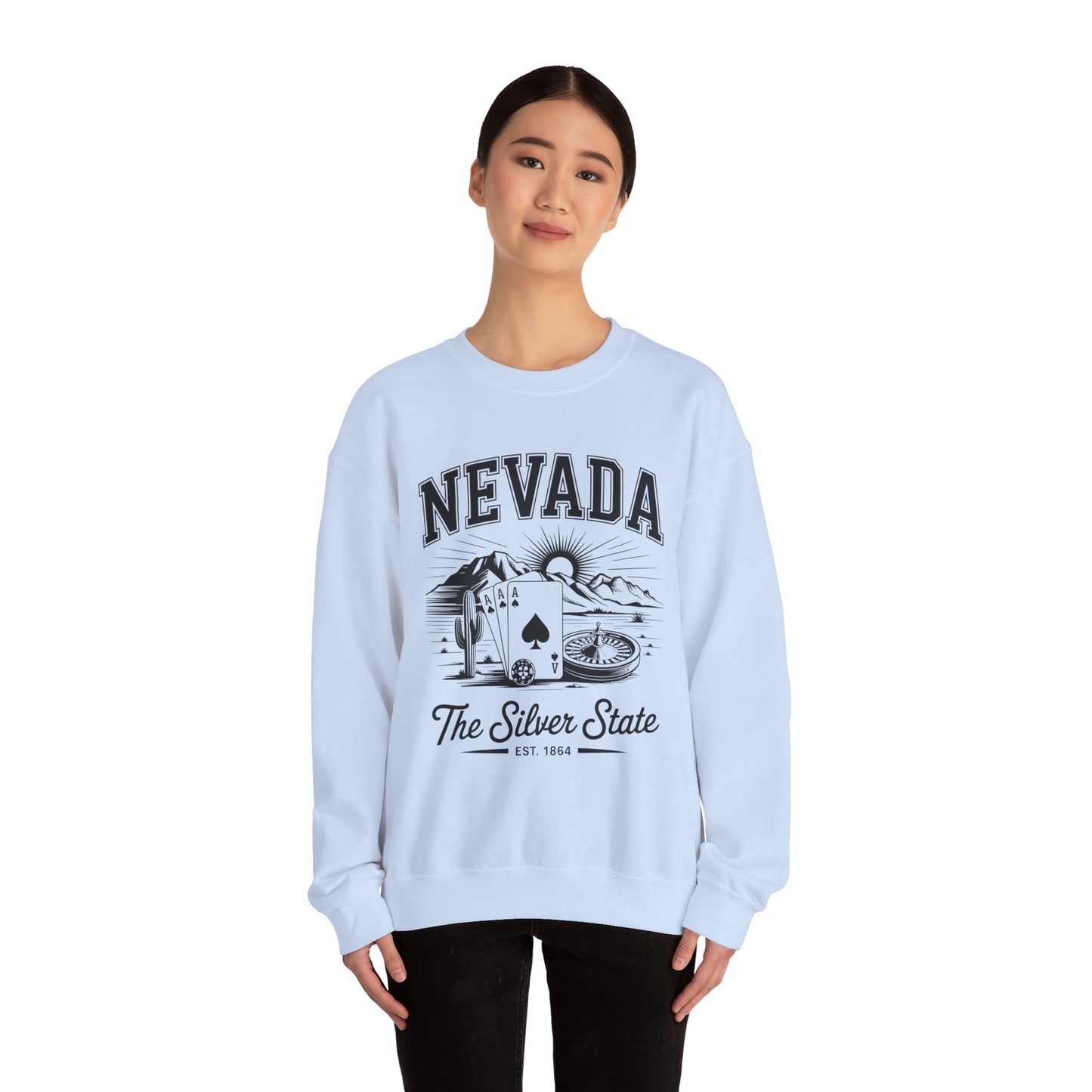 Nevada Graphic Crewneck Sweatshirt, Vintage Style Apparel, Unisex Sweater, Nevada Souvenir, Perfect for Travelers, Gift for Him/Her