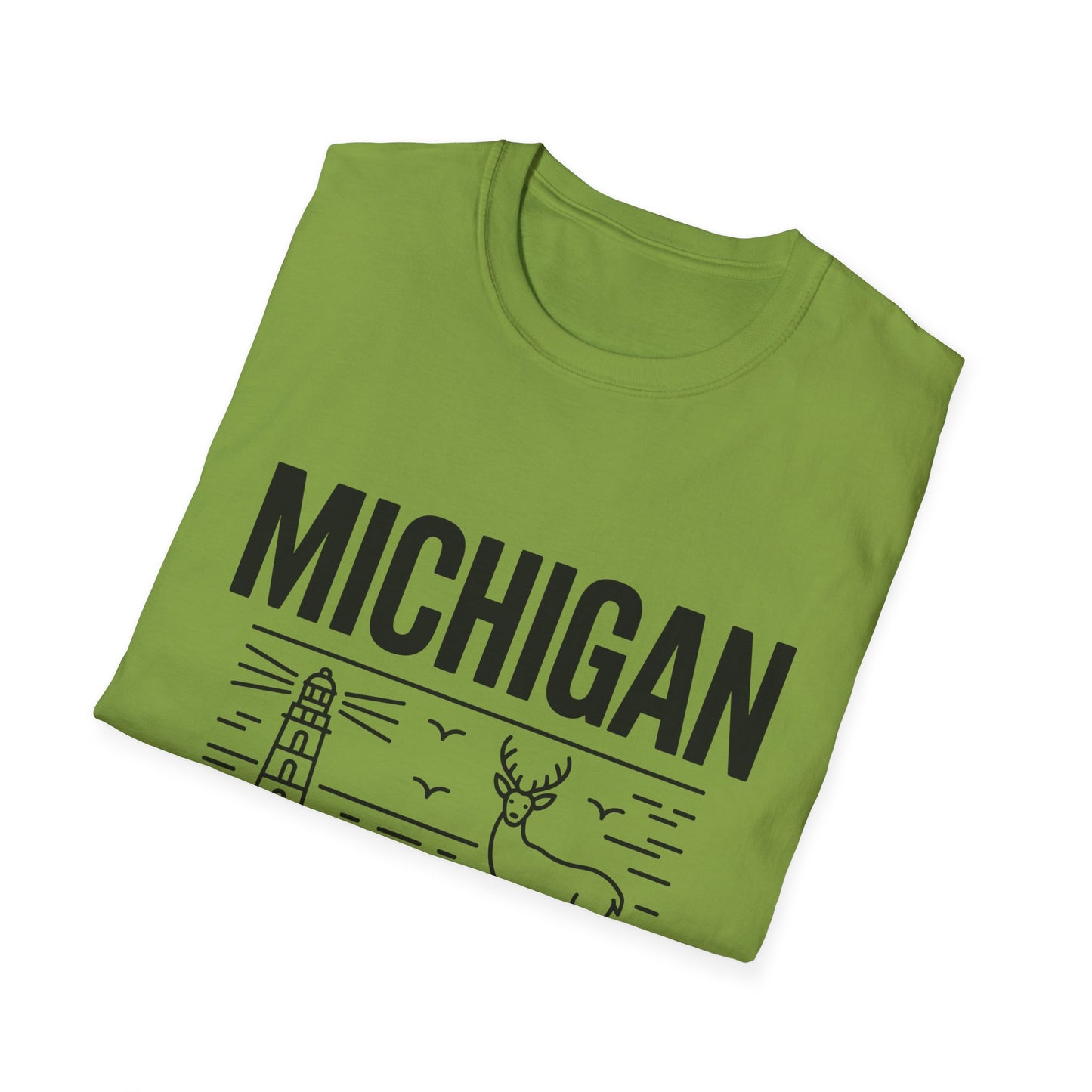 Michigan Unisex Softstyle T-Shirt, Graphic Tee, Great Lakes State Shirt, State Pride Apparel, Gift for Michiganders, Travel Souvenir