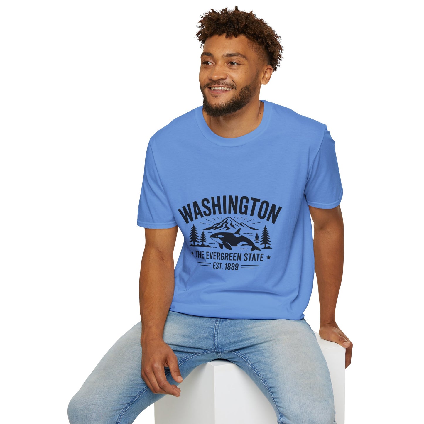 Washington State Unisex Softstyle T-Shirt, Evergreen State Tee, Vintage Graphic Shirt, Travel Souvenir, Gift for Nature Lovers