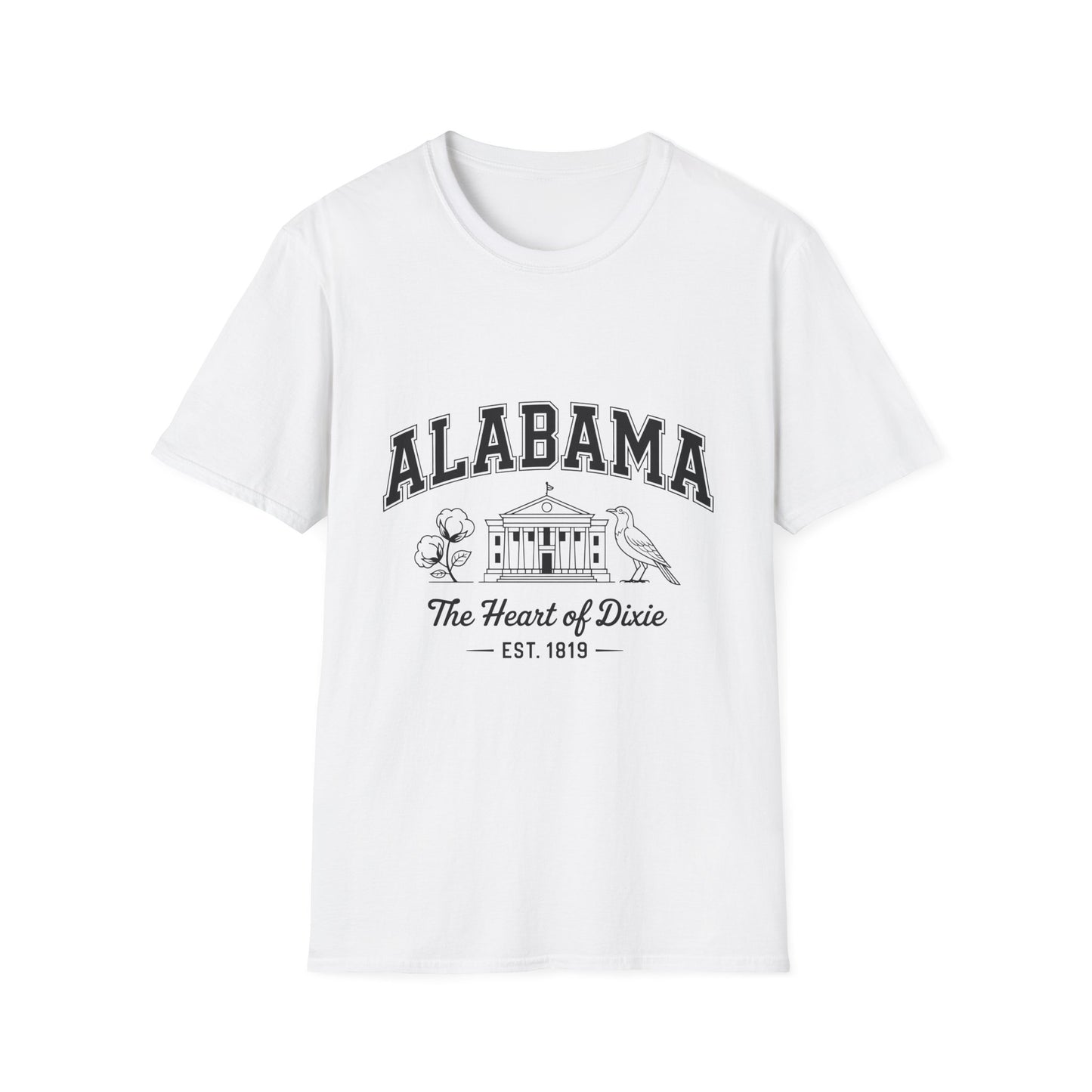 Alabama Heart of Dixie T-Shirt, Vintage Graphic Tee, Southern Pride Apparel, Casual Summer Wear, Gift Idea for Fans, State Pride Top