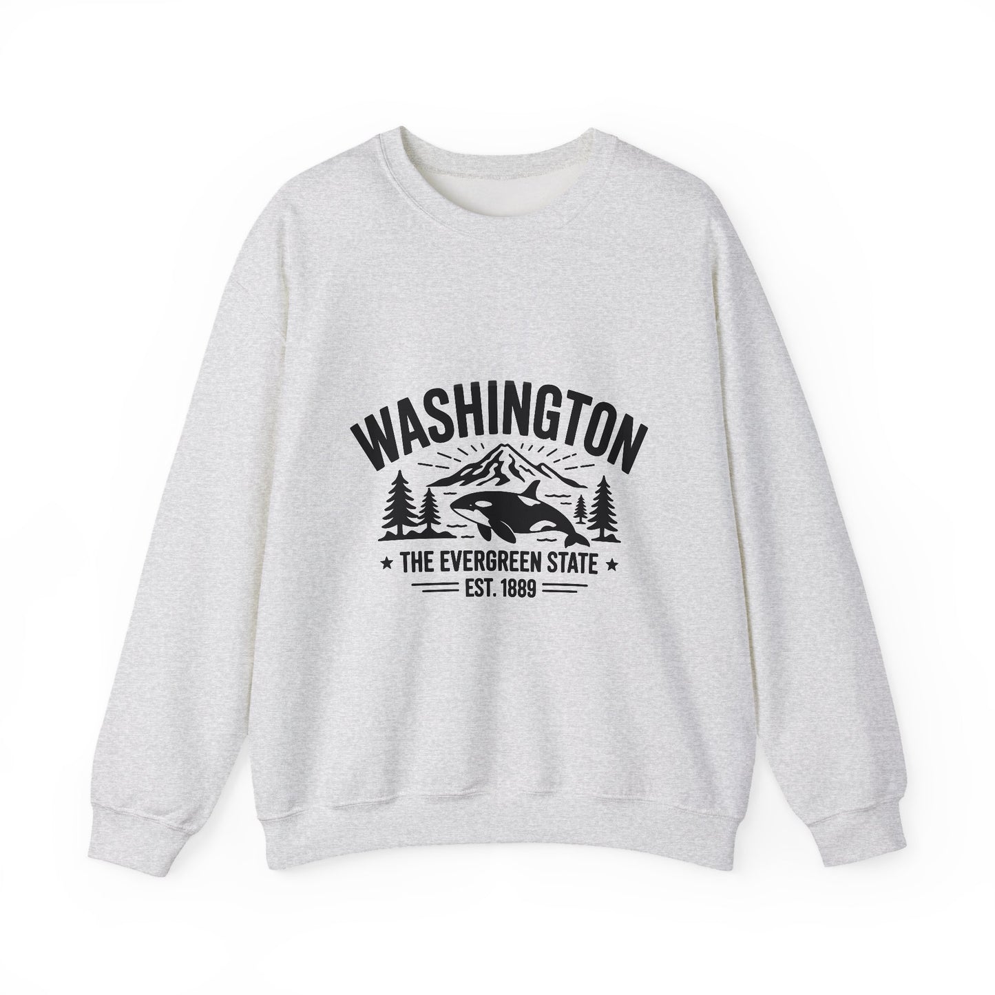 Washington Evergreen State Sweatshirt, Cozy Unisex Crewneck, Perfect for Travel, Nature Lovers, Gift Idea for Holidays