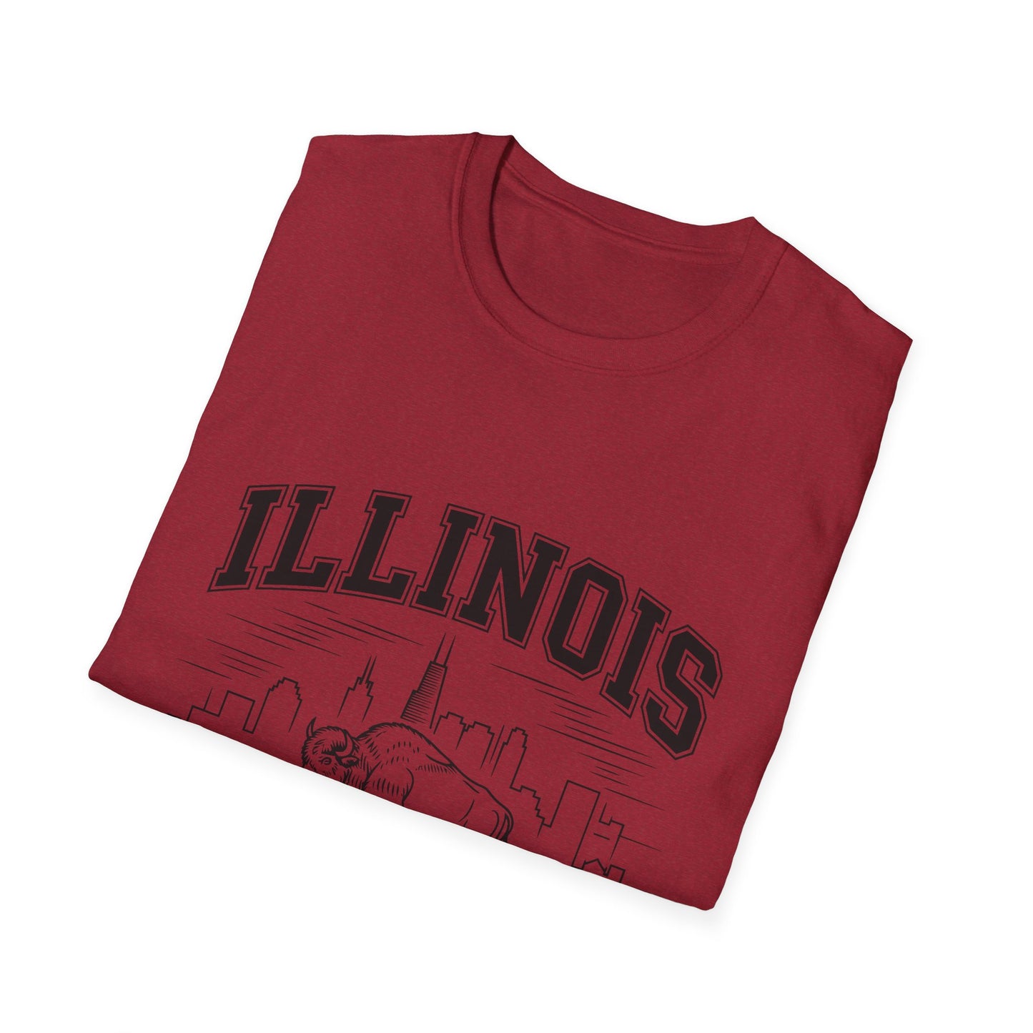 Illinois Prairie State Unisex Softstyle T-Shirt, Casual Tee, Illinois Gift, Home State Pride, Travel Souvenir, Festival Wear