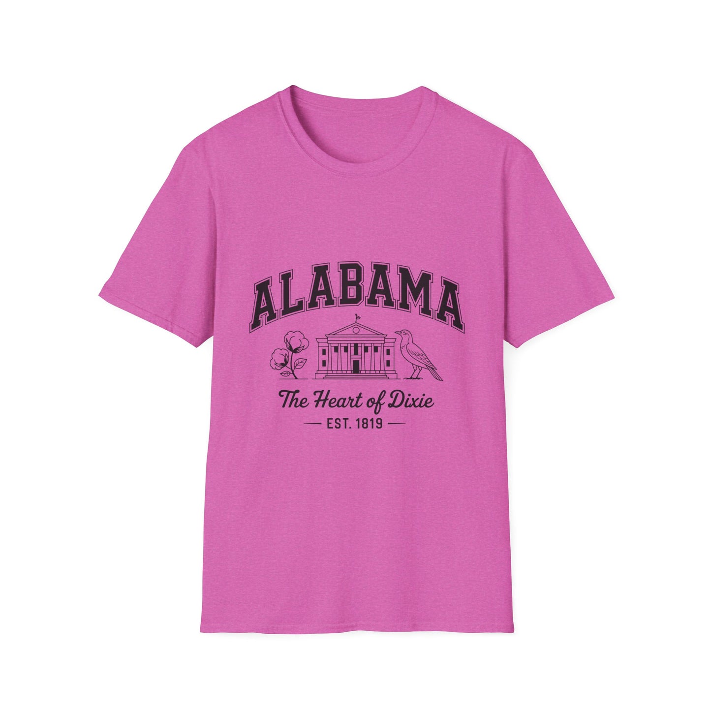 Alabama Heart of Dixie T-Shirt, Vintage Graphic Tee, Southern Pride Apparel, Casual Summer Wear, Gift Idea for Fans, State Pride Top