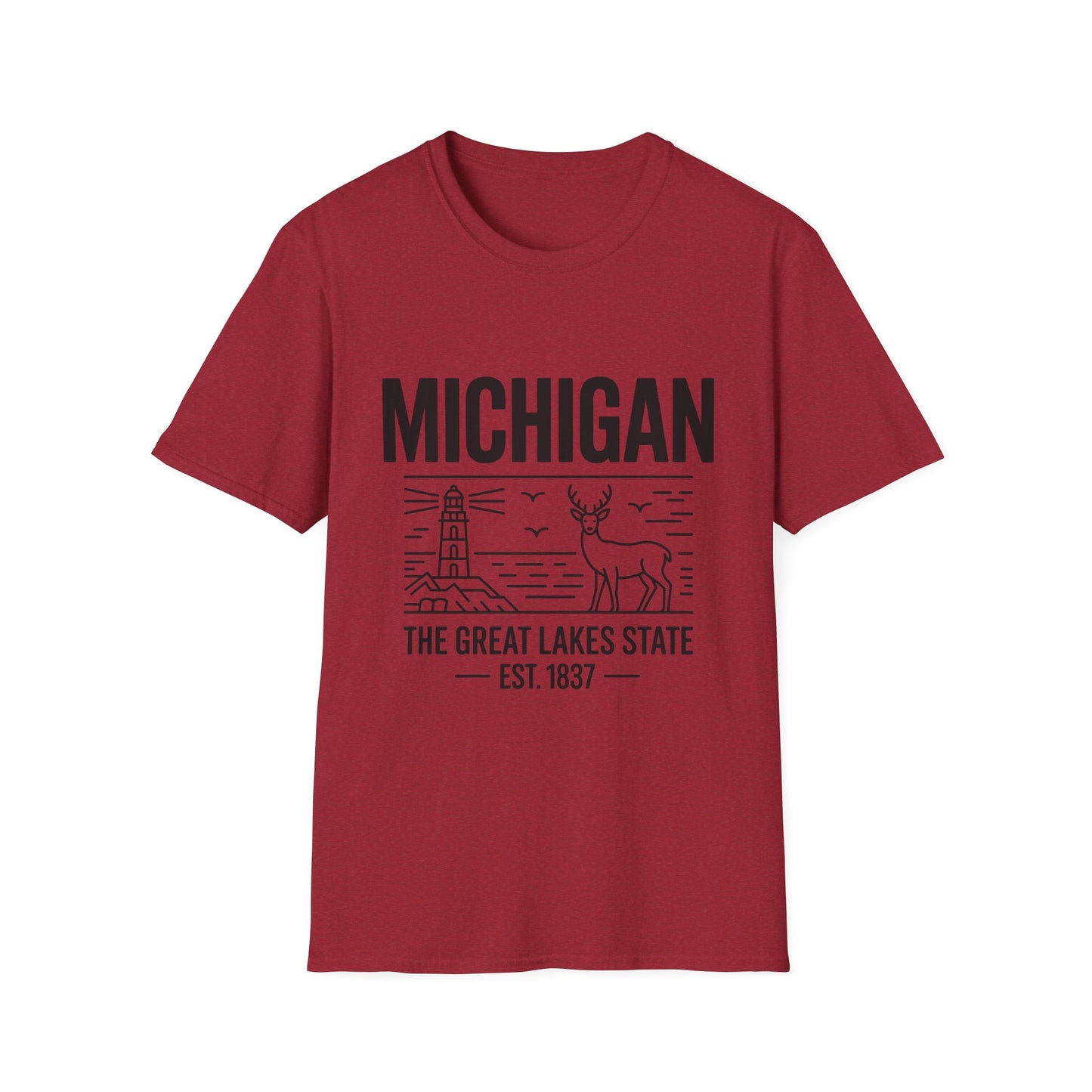 Michigan Unisex Softstyle T-Shirt, Graphic Tee, Great Lakes State Shirt, State Pride Apparel, Gift for Michiganders, Travel Souvenir