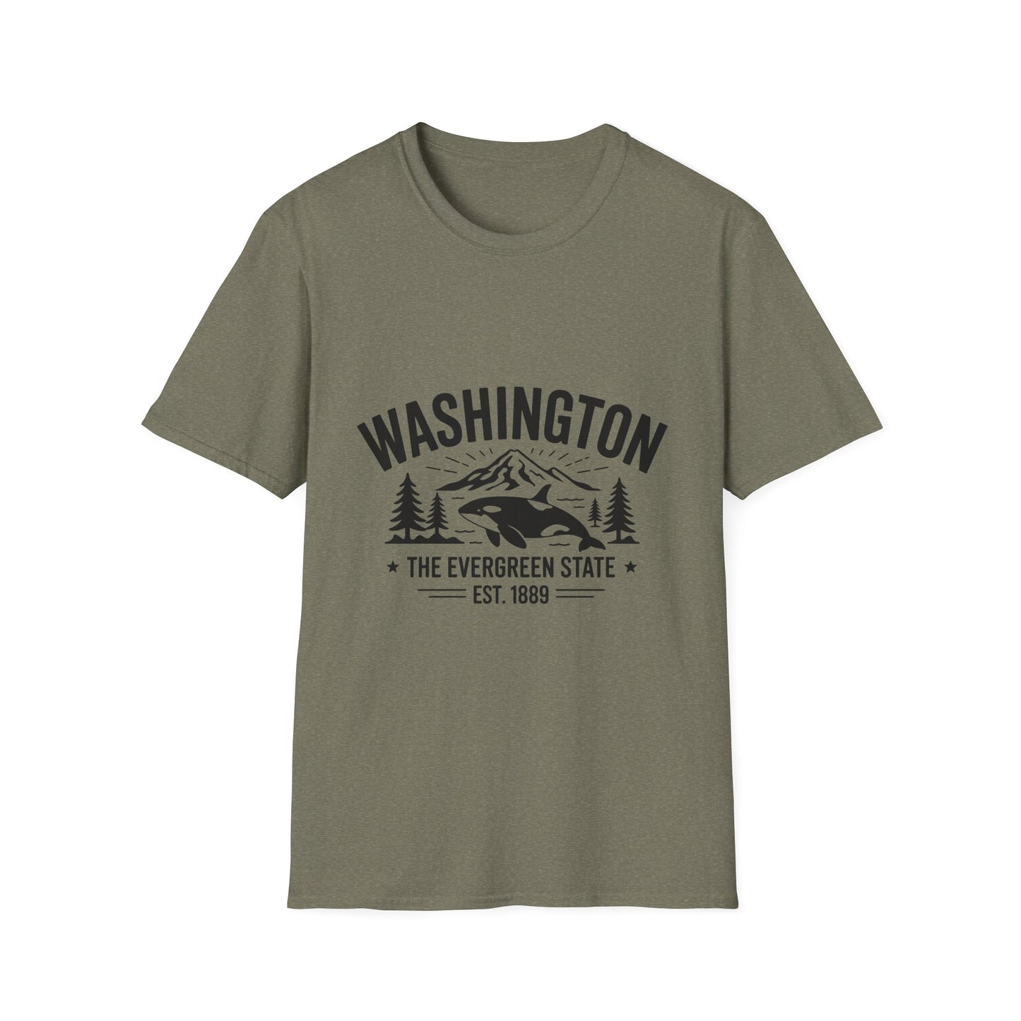 Washington State Unisex Softstyle T-Shirt, Evergreen State Tee, Vintage Graphic Shirt, Travel Souvenir, Gift for Nature Lovers