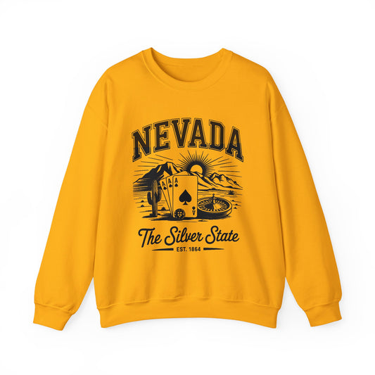 Nevada Graphic Crewneck Sweatshirt, Vintage Style Apparel, Unisex Sweater, Nevada Souvenir, Perfect for Travelers, Gift for Him/Her