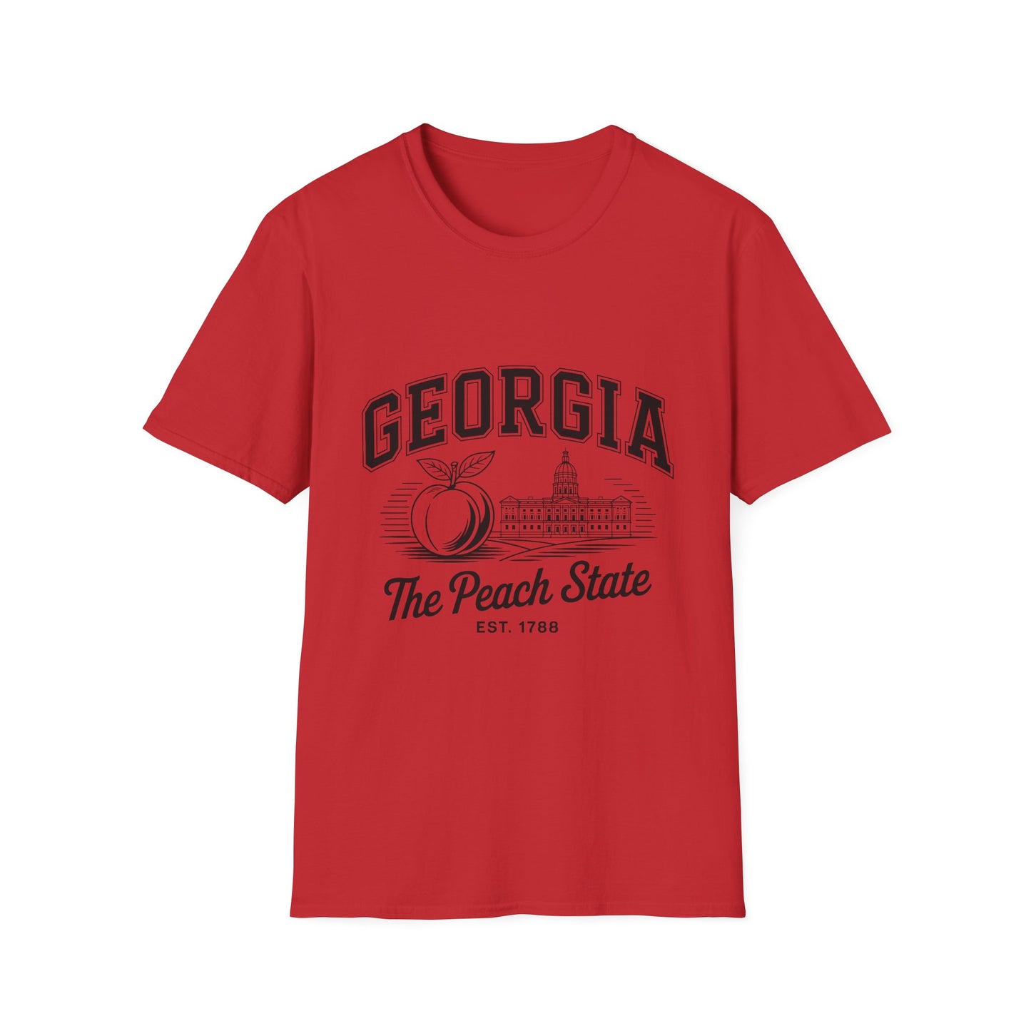 Georgia Peach State T-Shirt, Softstyle Tee, Summer Fashion, Gift for Southerners, Vacation Wear, Casual Outfit