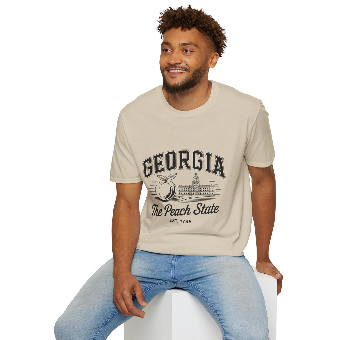 Georgia Peach State T-Shirt, Softstyle Tee, Summer Fashion, Gift for Southerners, Vacation Wear, Casual Outfit