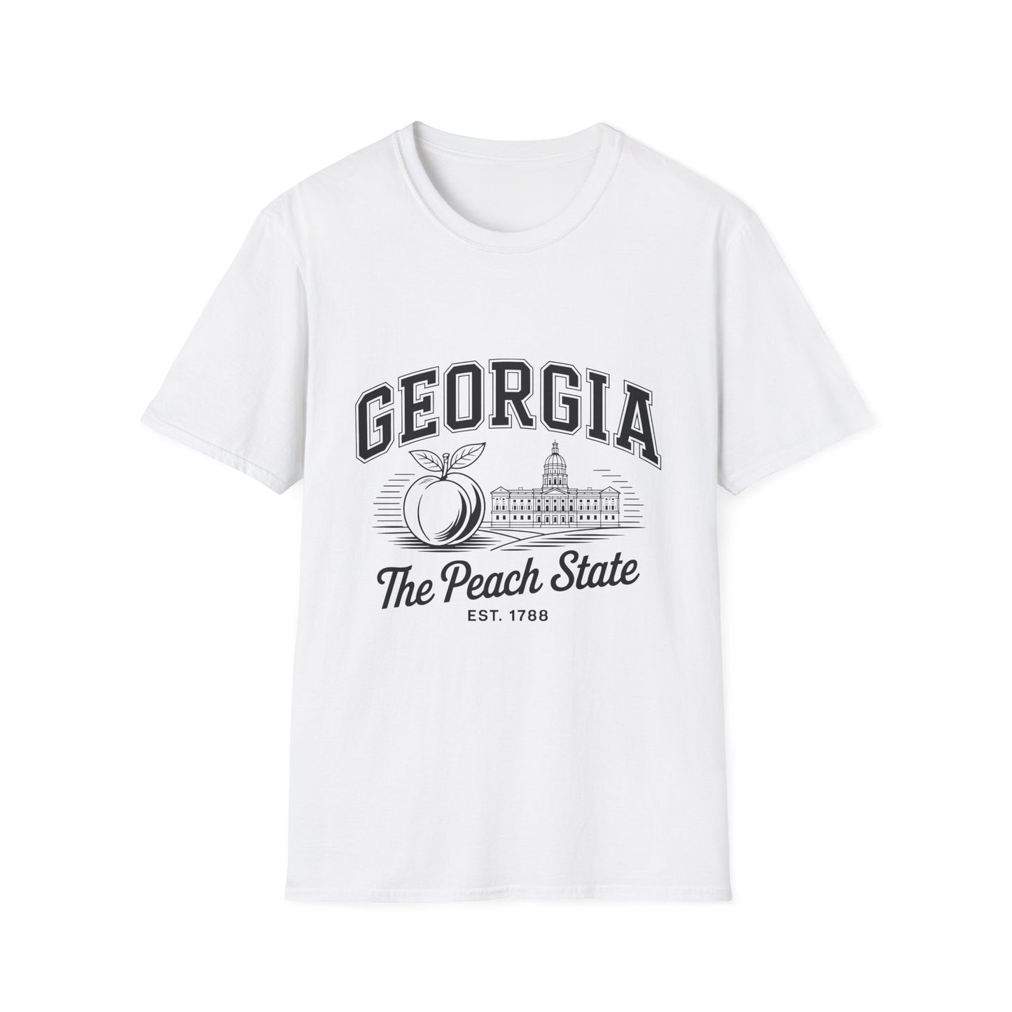 Georgia Peach State T-Shirt, Softstyle Tee, Summer Fashion, Gift for Southerners, Vacation Wear, Casual Outfit