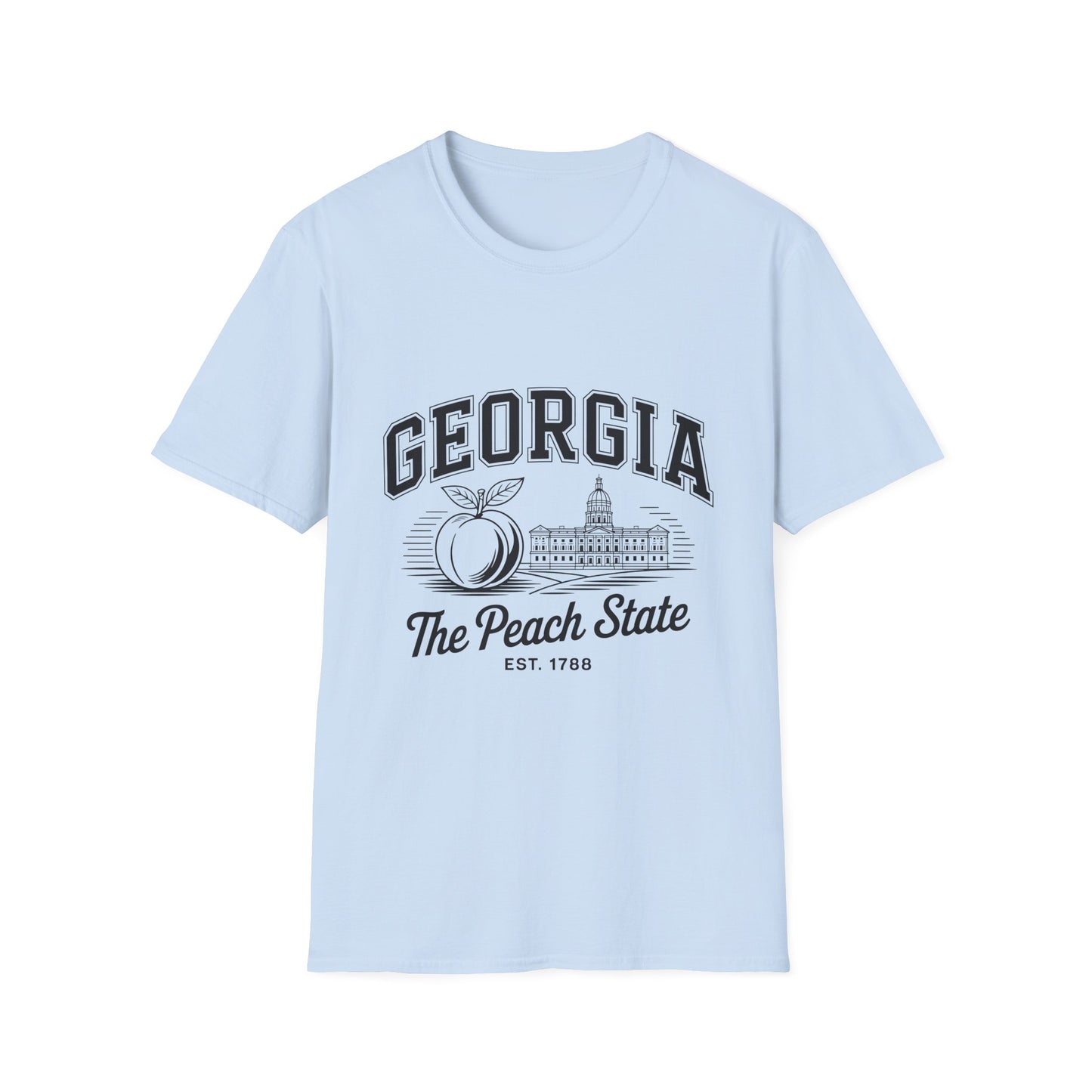 Georgia Peach State T-Shirt, Softstyle Tee, Summer Fashion, Gift for Southerners, Vacation Wear, Casual Outfit