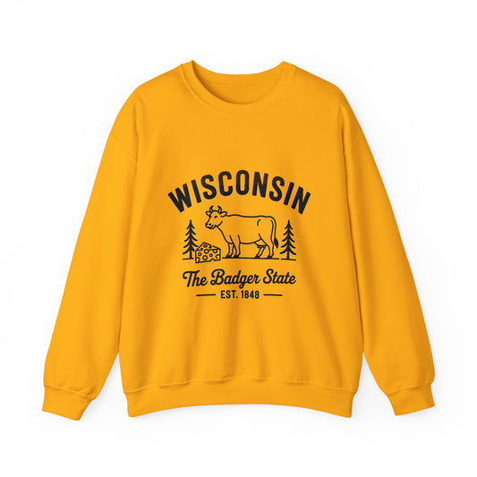 Wisconsin Badger State Sweatshirt, Unisex Crewneck, Cozy Gift for State Pride, Travel Souvenir, Homewear