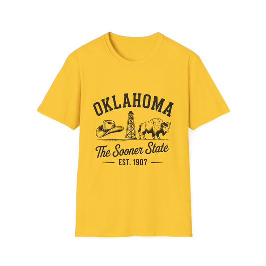 Oklahoma Vintage Softstyle T-Shirt, Unisex Apparel, State Pride Tee, Casual Wear, Gift for Travelers, Souvenir Shirt, Comfortable Fashion