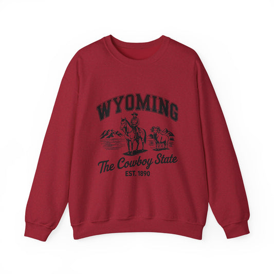 Wyoming Cowboy State Crewneck Sweatshirt, Western Apparel, Cozy Gift, Unisex Sweatshirt, Ideal for Outdoor Adventures