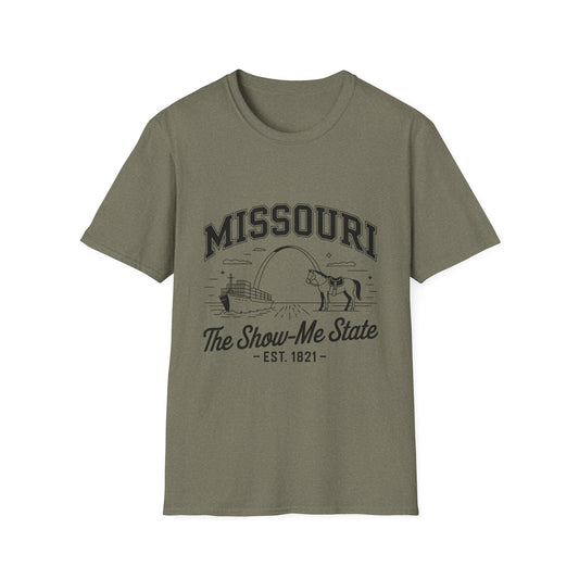 Missouri The Show-Me State T-Shirt, Unisex Softstyle Tee, Missouri Pride Shirt, Gift for Locals, Casual Wear, Travel Souvenir