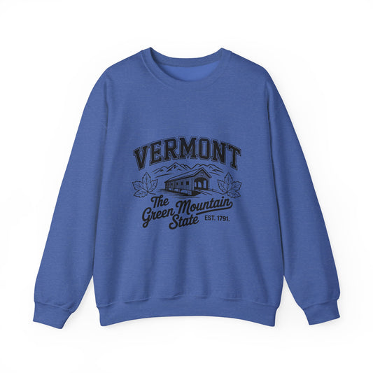Vermont Graphic Crewneck Sweatshirt, Cozy Layer for Fall, Perfect Gift for Nature Lovers, Ideal for Road Trips, Vintage Style Sweatshirt
