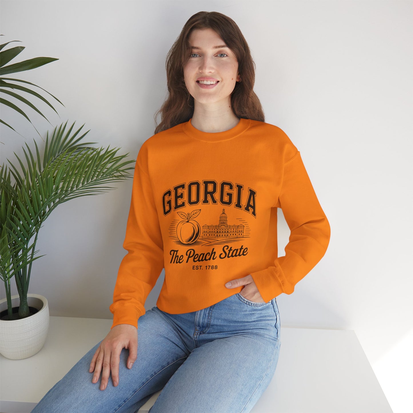 Georgia Peach State Crewneck Sweatshirt, Unisex Sweatshirt, Gift for Georgians, Travel Souvenir, Cozy Apparel, Casual Wear