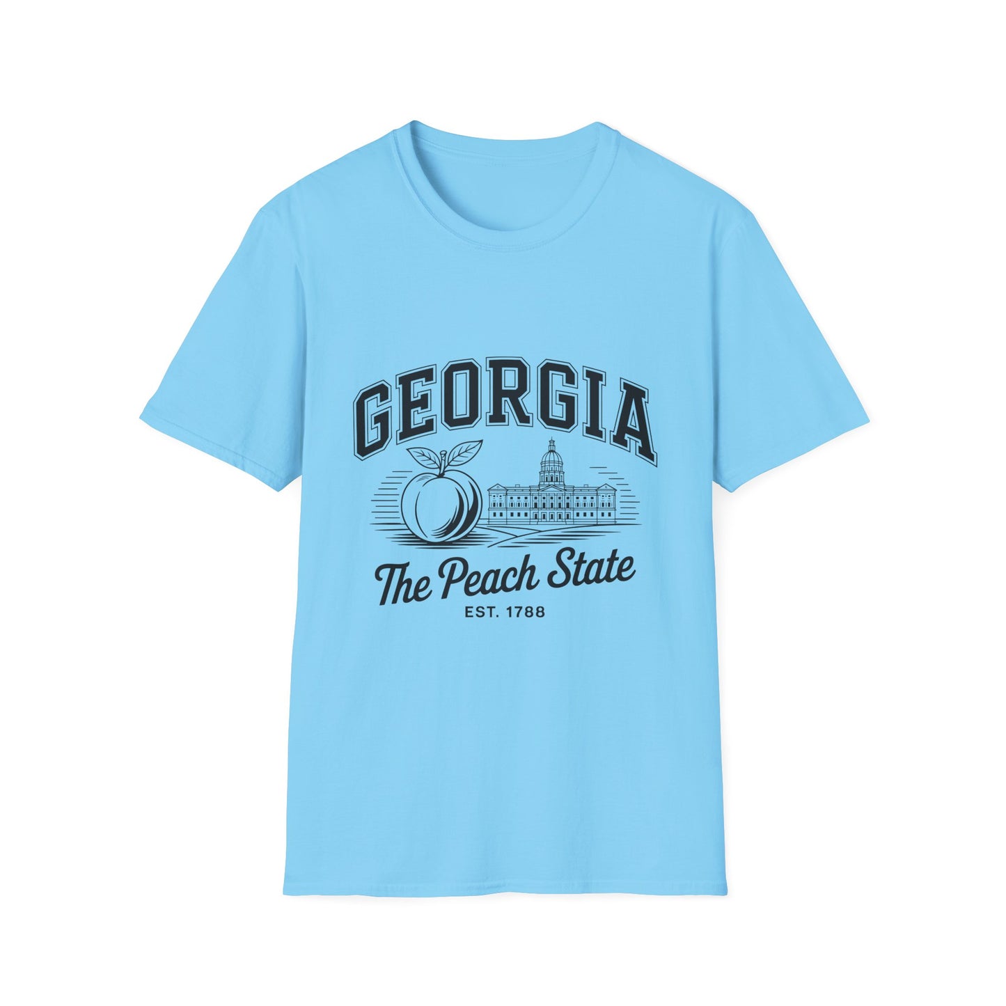 Georgia Peach State T-Shirt, Softstyle Tee, Summer Fashion, Gift for Southerners, Vacation Wear, Casual Outfit