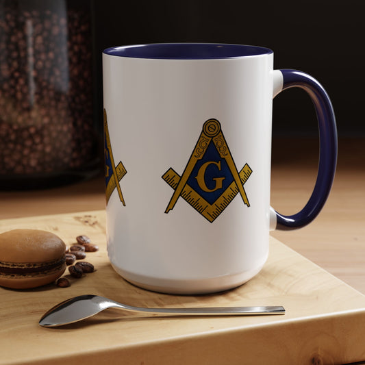 Masonic Accent Coffee Mug, Freemason Gift, Unique Coffee Cup, Fraternal Order Drinkware, Brotherhood Tea Mug