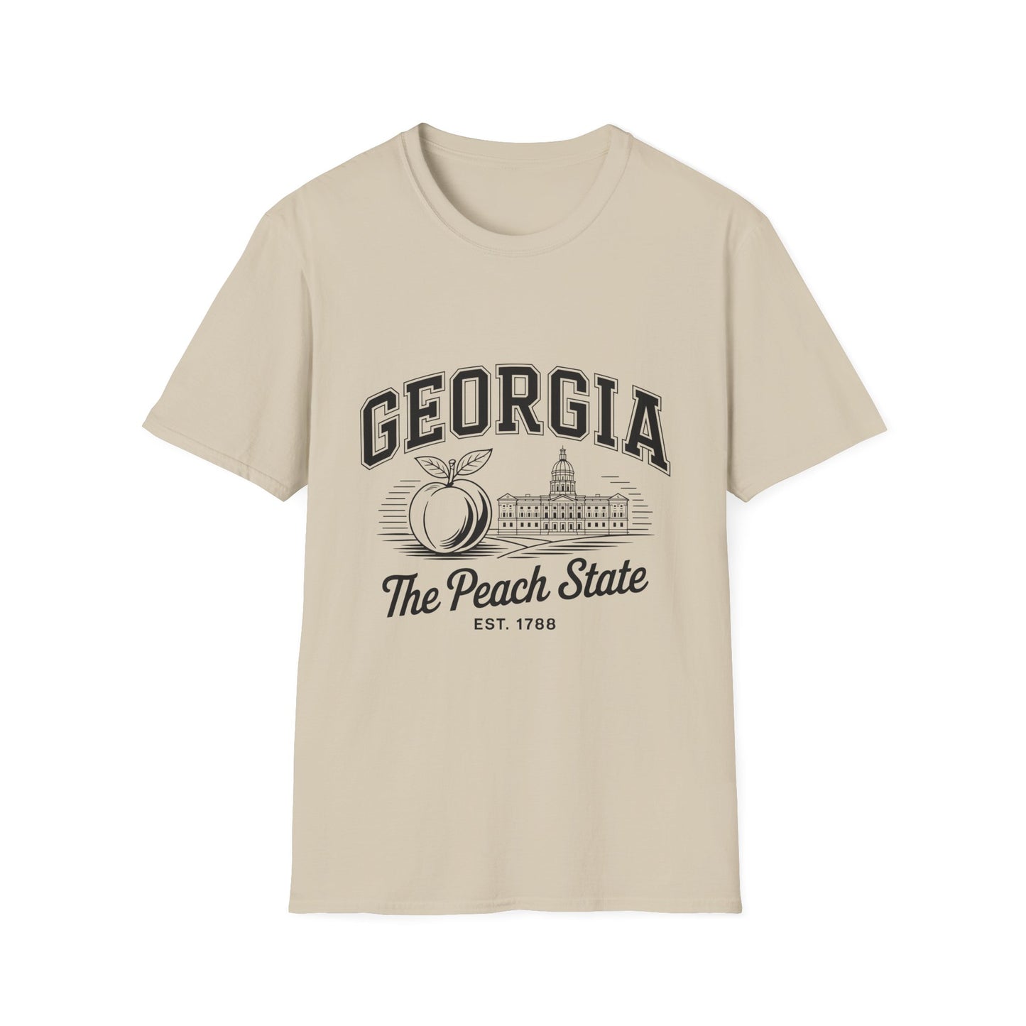 Georgia Peach State T-Shirt, Softstyle Tee, Summer Fashion, Gift for Southerners, Vacation Wear, Casual Outfit