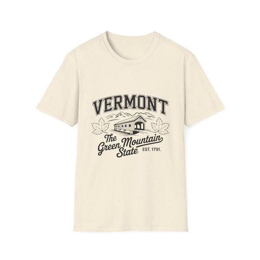 Vermont Vintage Graphic Tee, Softstyle Unisex Shirt, Nature Lover Gift, Travel Souvenir Tee, Casual Homewear, Outdoor Adventure Apparel