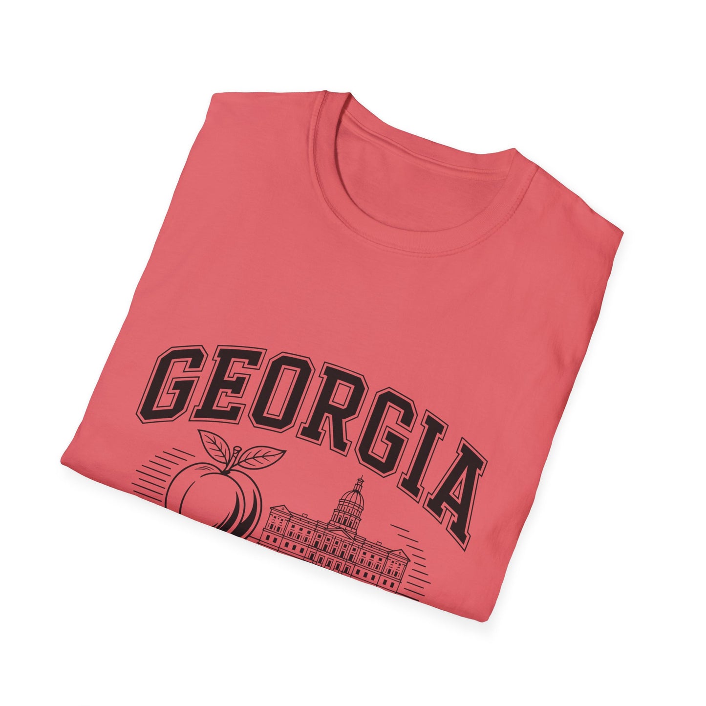 Georgia Peach State T-Shirt, Softstyle Tee, Summer Fashion, Gift for Southerners, Vacation Wear, Casual Outfit