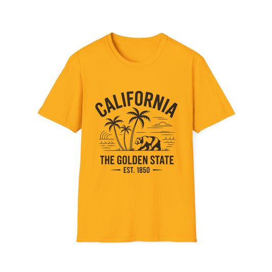 California Inspired Unisex T-Shirt, Softstyle Tee, Vintage California Tee, Travel Gift, Summer Fashion, Beachwear, Casual Wear