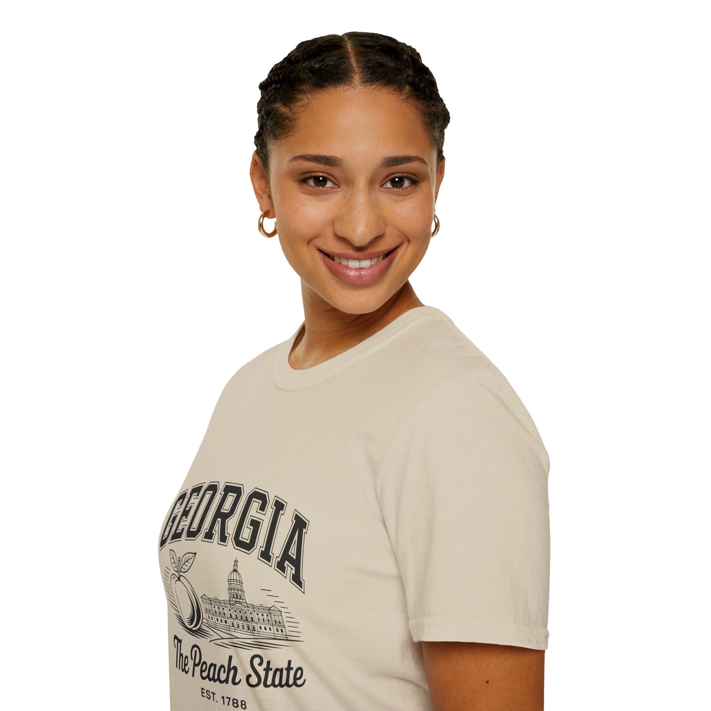 Georgia Peach State T-Shirt, Softstyle Tee, Summer Fashion, Gift for Southerners, Vacation Wear, Casual Outfit