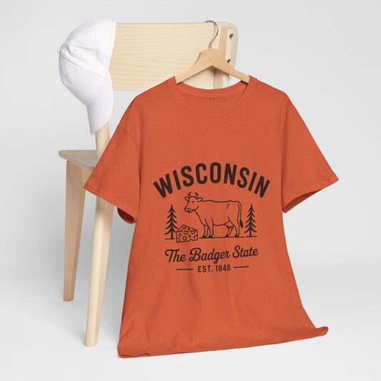 Wisconsin Heritage T-Shirt | Unisex Heavy Cotton Tee | Vintage Style | Great for State Pride, Gifts, Travel Souvenir, Casual Wear, [...]