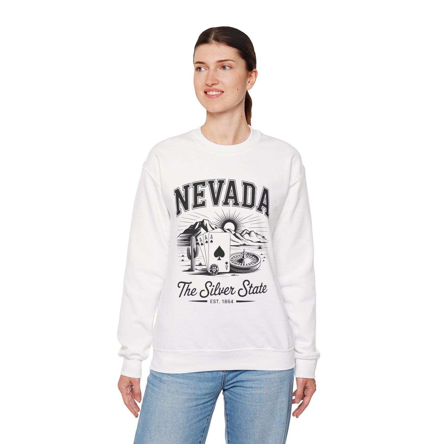 Nevada Graphic Crewneck Sweatshirt, Vintage Style Apparel, Unisex Sweater, Nevada Souvenir, Perfect for Travelers, Gift for Him/Her